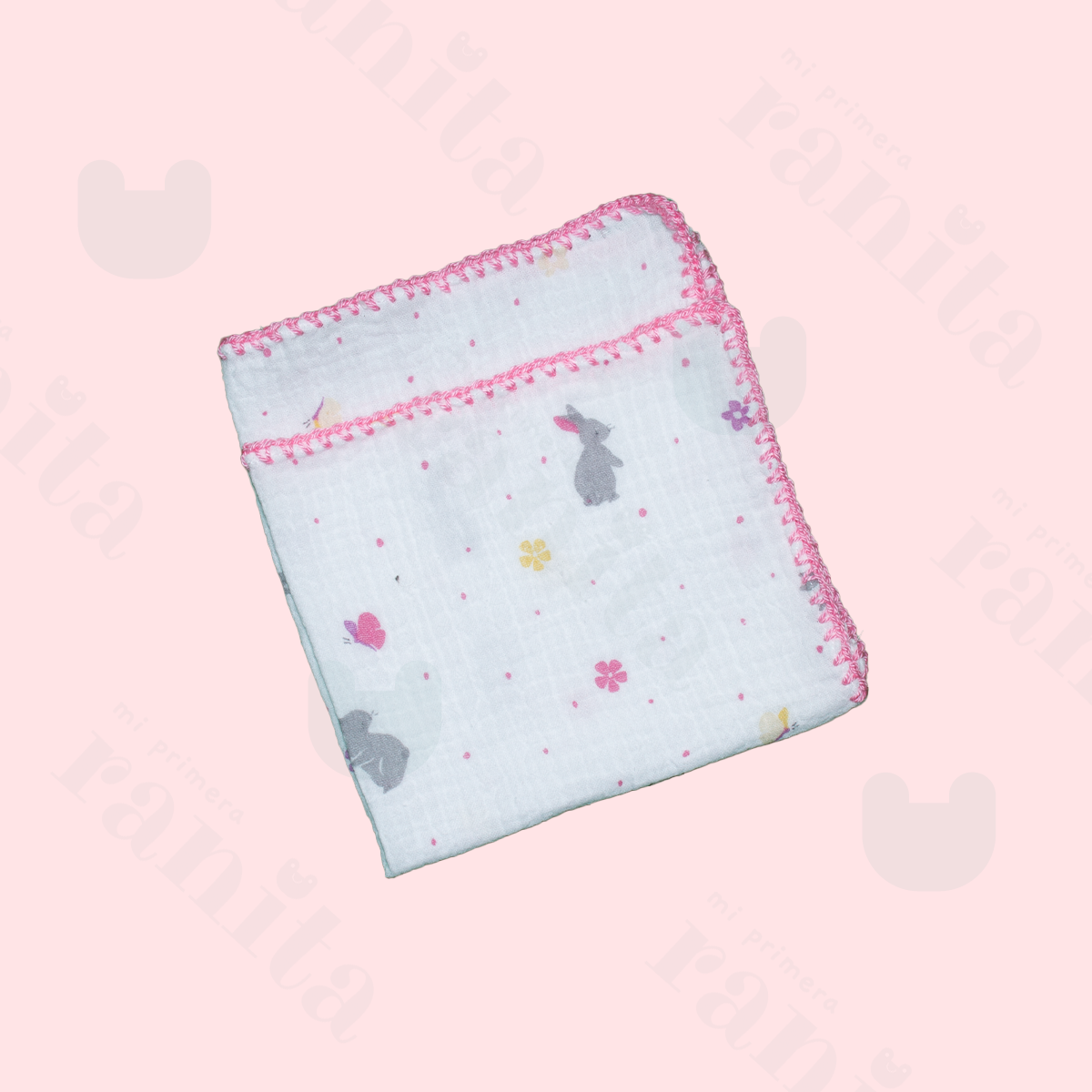 Muselina con Bordado Rosa