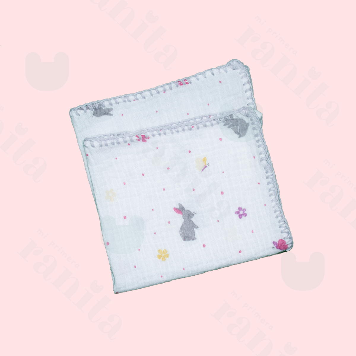 Muselina con Bordado Gris