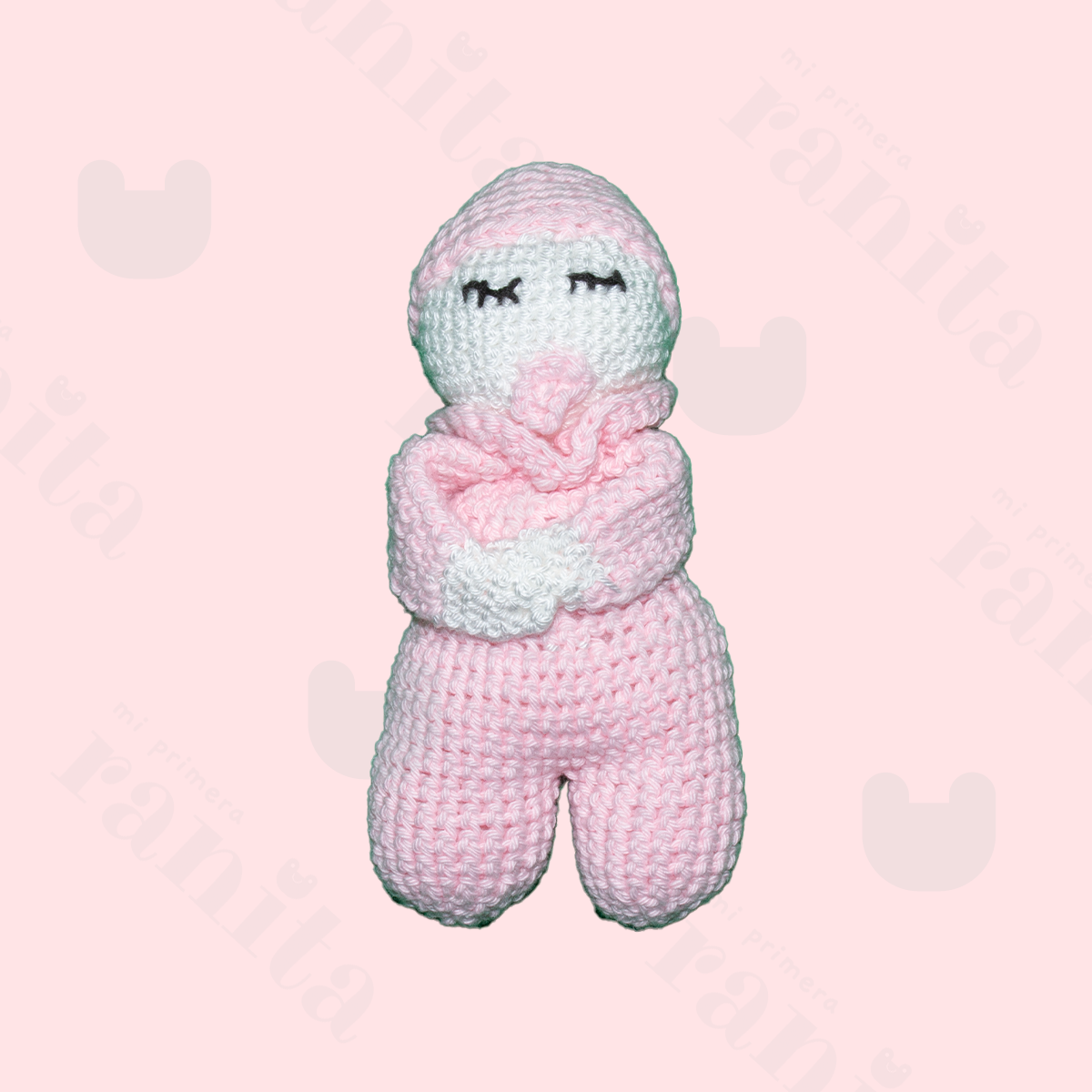 Muñeco Bebé con Muselina Bordado Rosa