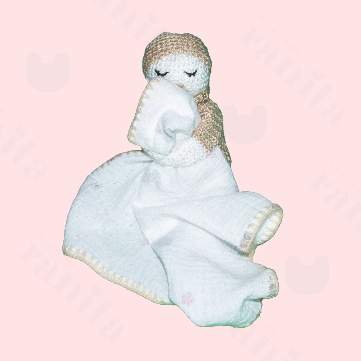 Muñeco Bebé con Muselina Bordado Beige