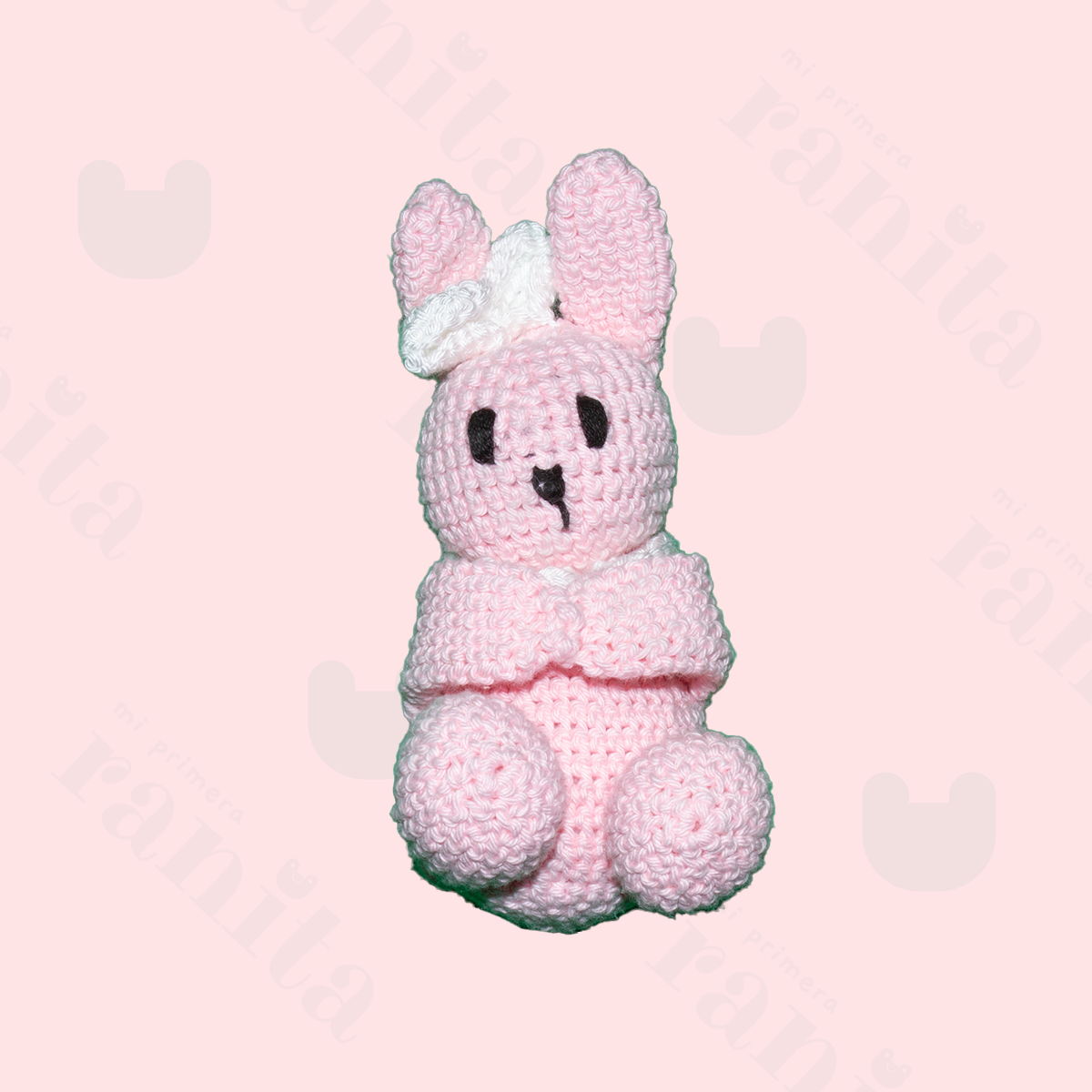 Muñeco Conejo con Muselina Bordado Rosa